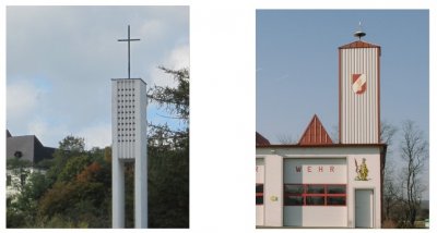 Kirchturm und Schlauchturm von Gloggnitz Kirchturm und Schlauchturm von Gloggnitz
